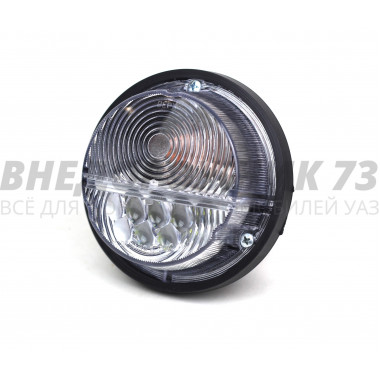 Фонарь передний (подфарник) с LED ДХО ПФ -130 серый